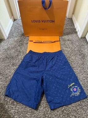 Louis Vuitton Blue Monogram Swim Shorts with Sun Motif medium like brand new